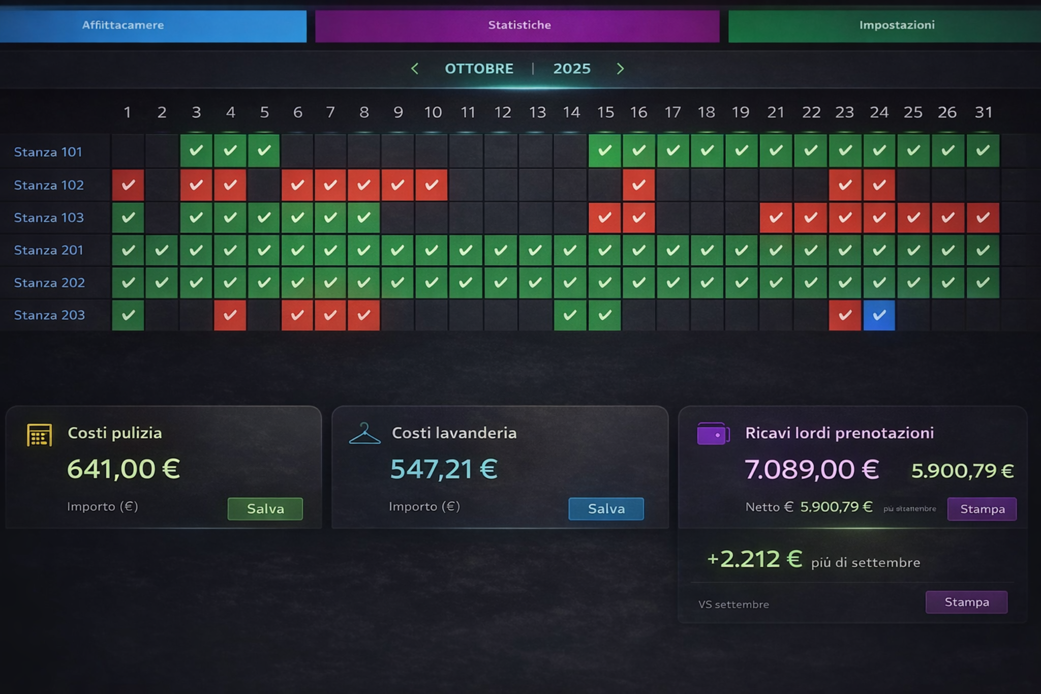 B&B management software booking calendar